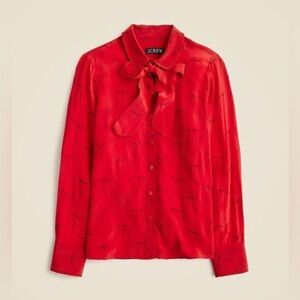 J.Crew Red Blouse with Bow Detail